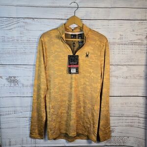 Spyder Active 1/4 Zip Performance Pullover Size Medium Yellow Camo NWT